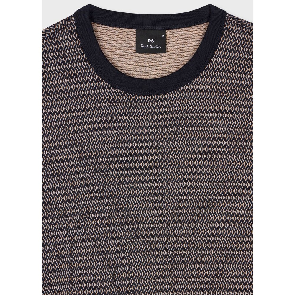 PAUL SMITH Shirt Mens Small Navy Pattern Heavyweight Knit Short Sleeve Crew $125